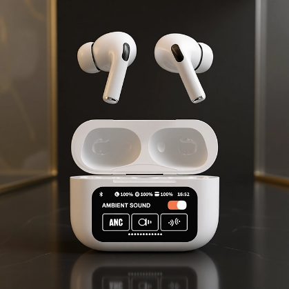 ANC/ENC White Wireless Earbuds with Noise Reduction & Touch Control