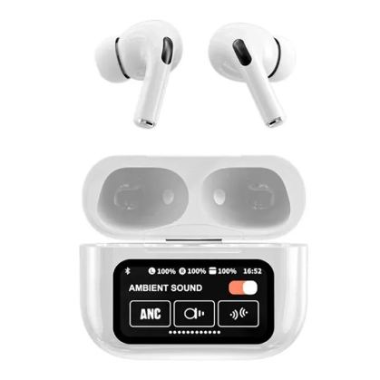 ANC/ENC White Wireless Earbuds with Noise Reduction & Touch Control